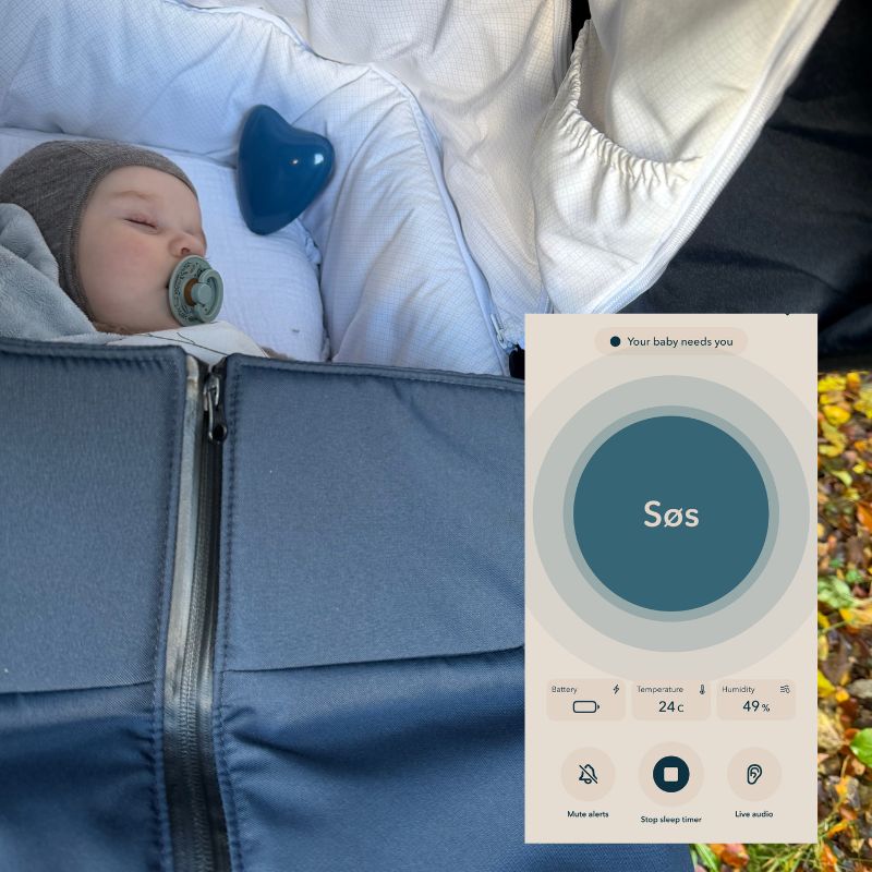 Babyalarm test – babyalarm fra ADA babymonitor i barnevogn med baby